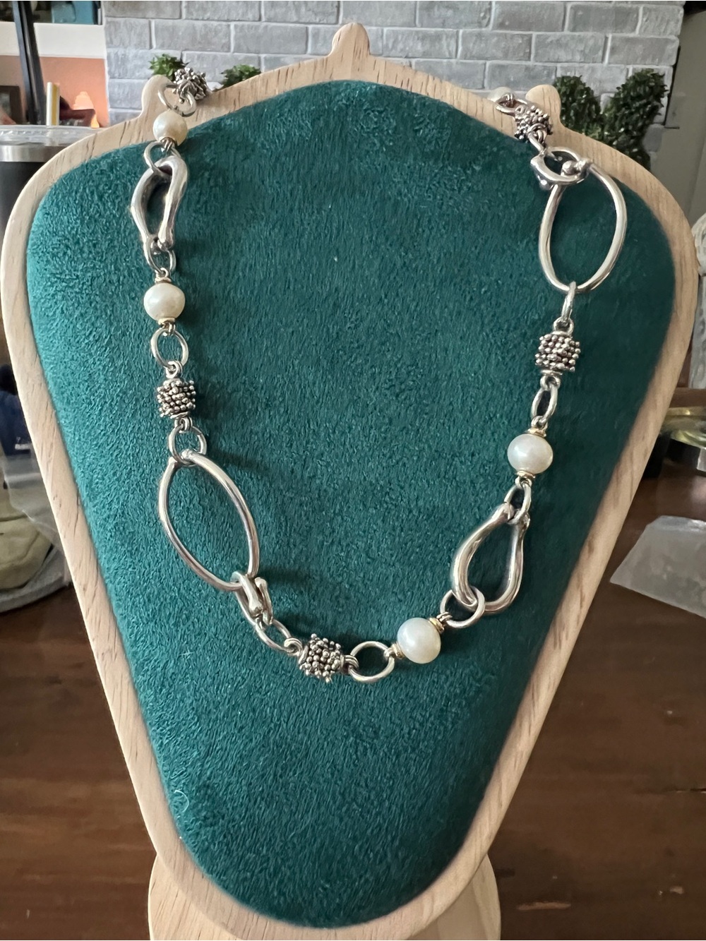 Michael Dawkins 14k Sterling Silver, Gold, Pearl Necklace